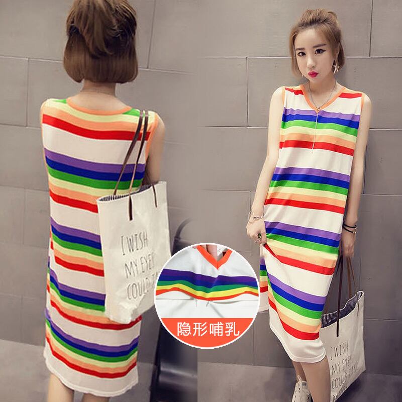 【新作】【送料無料】 母乳育児ドレスサマードレス母乳育児新ミディアム-ロングドレスアウト看護服ファッショナブルな母親 夏物 AL expec391795209983