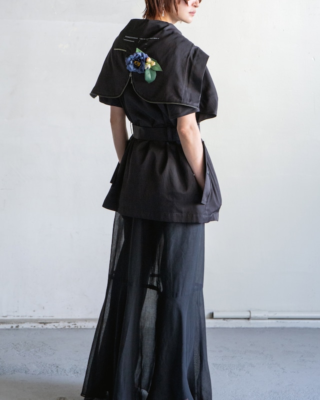 mister it. - Manu /  2way collar coat + artificial flower "black"