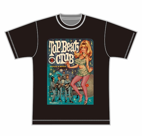 "ROCKIN' JELLY BEAN" デザイン TOP BEAT CLUB Tシャツ (ブラック)