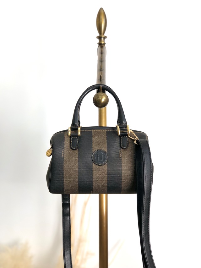 FENDI フェンディ ロゴ レザー×ナイロン メッシュ A4 スクエア ビッグ 