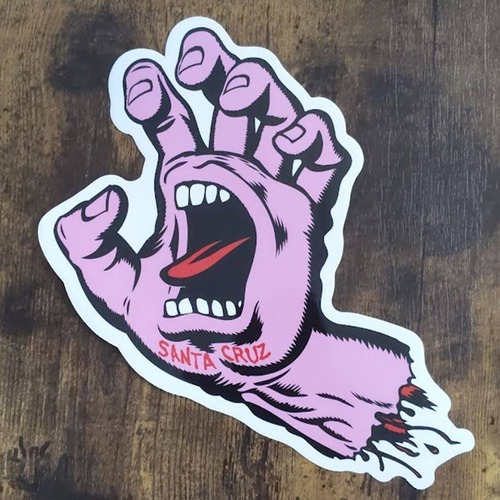 【ST-1023】Santa Cruz Skateboards sticker サンタクルーズ スケートボード ステッカー pink Screaming Hand big