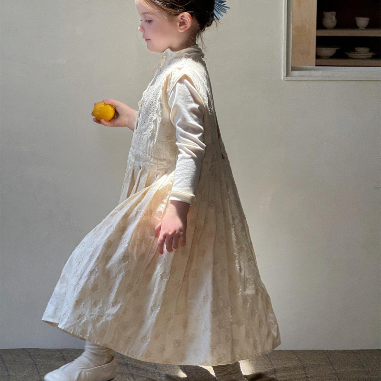 秋ｖ型花柄レイヤードワンピース