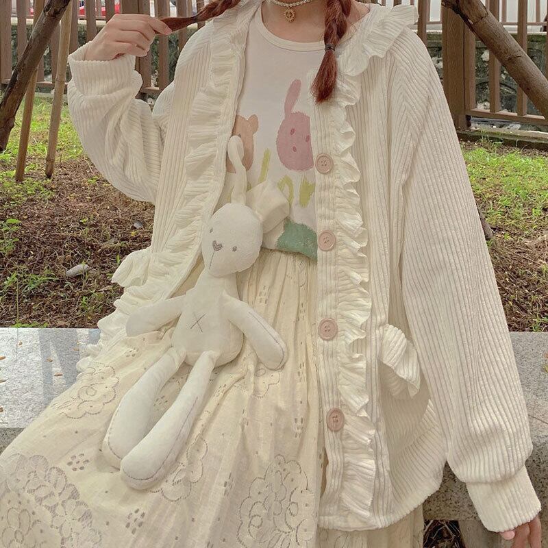 スプリングスタイルレースポケットカーディガンジャケット レディースルーズトップス ロング 大人ガーリー スウィート キュート カジュアル 春物 萌量不足1520311178