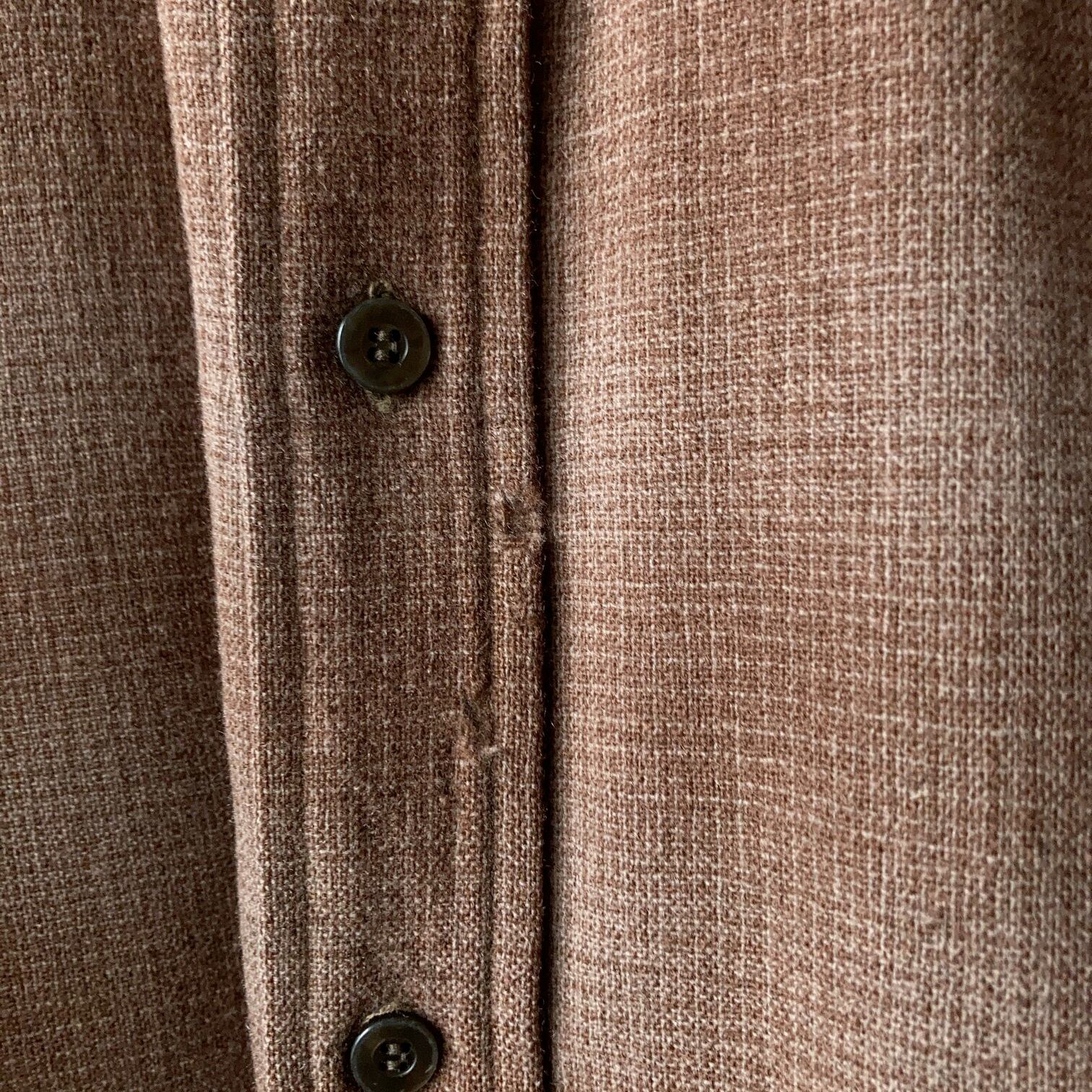 70's PENDLETON オンブレチェックウールシャツ BROWN SIZE L【1203A05