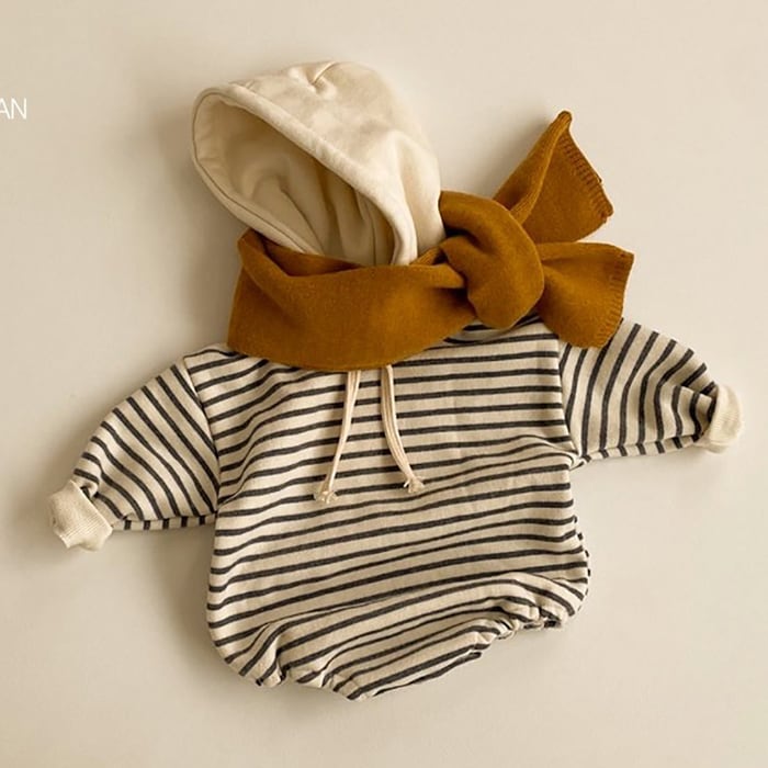 BABY】【即納】【30％SALE】【送料無料】裏起毛ストライプパーカー