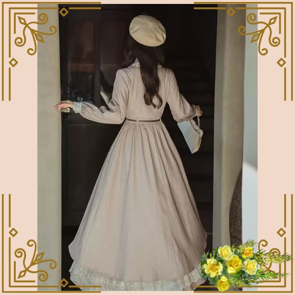 ♦チェック柄レース裾クラシカルワンピース♦trnd035