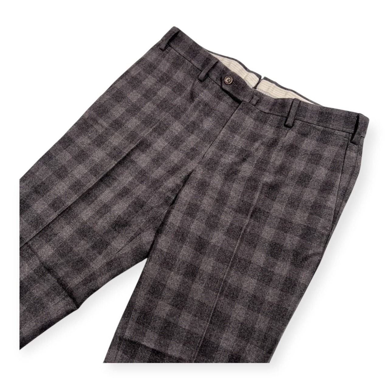 INCOTEX インコテックス チェック柄 ウール スラックス トラウザーズ サイズ 48 /グレー系 メンズ
