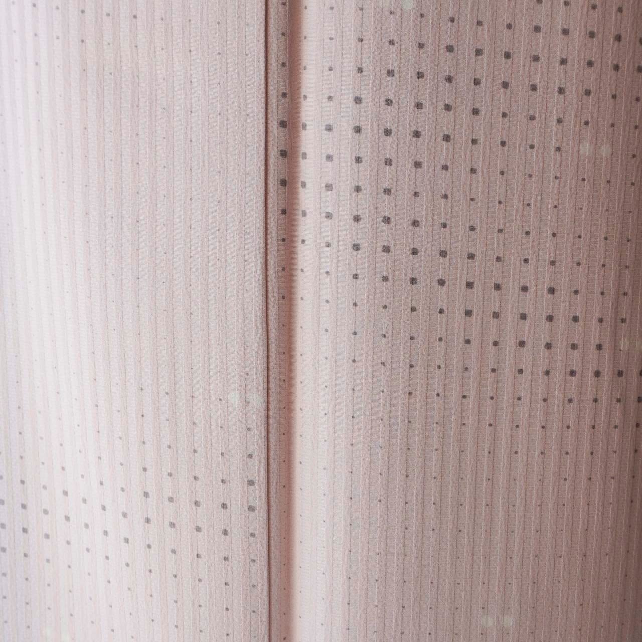 【袷】二代目 川村久太郎作 撫子色 縞に変わりドット文 小紋