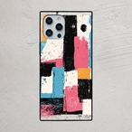 受注生産 iPhoneケース ピンクと水色の紙片アート｜ZINEコラージュ ZINE049A