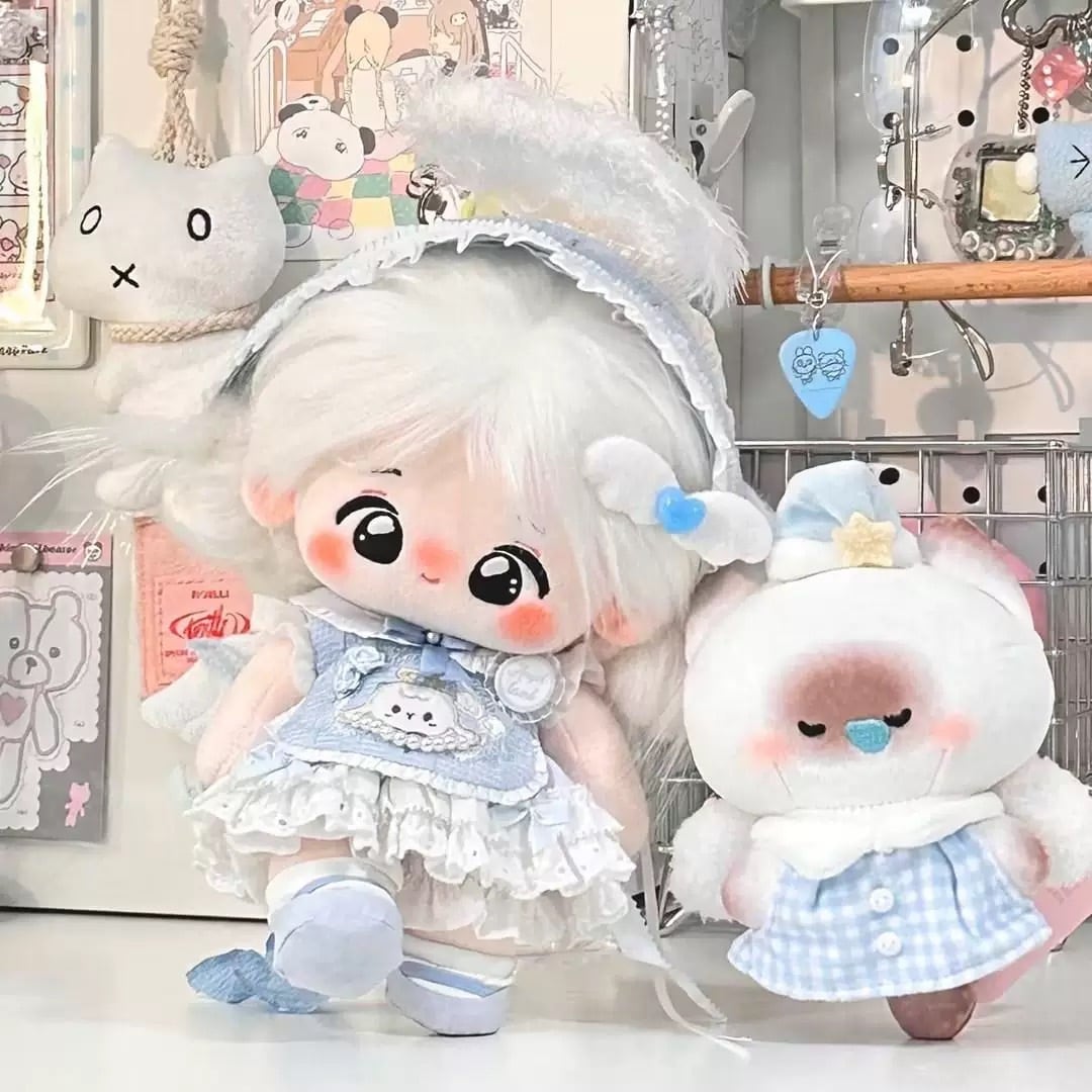 20cmぬい服】子羊ワンピの天使メイドコーデ 着せ替えぬいぐるみ 棉花