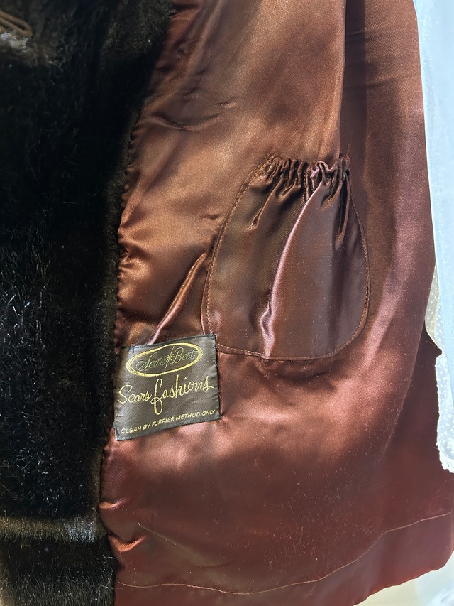 60's70's dark brown faux fur coat