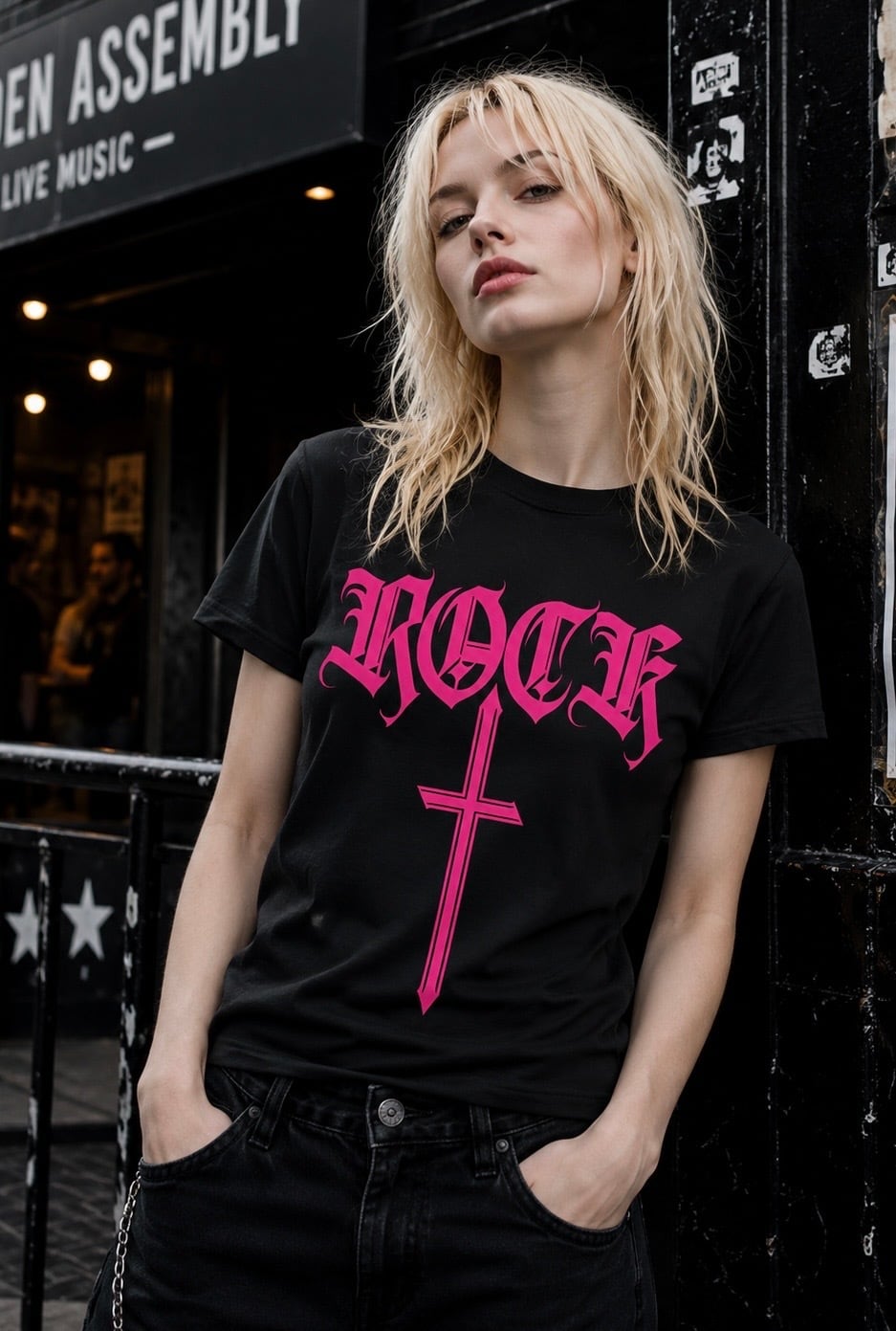 サイン入り黒Tシャツ ピンクデザイン 即日発送☆ROCKSTAR☆黒×ピンク | ZOESTYLES