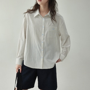 polo collar long sleeve striped shirt