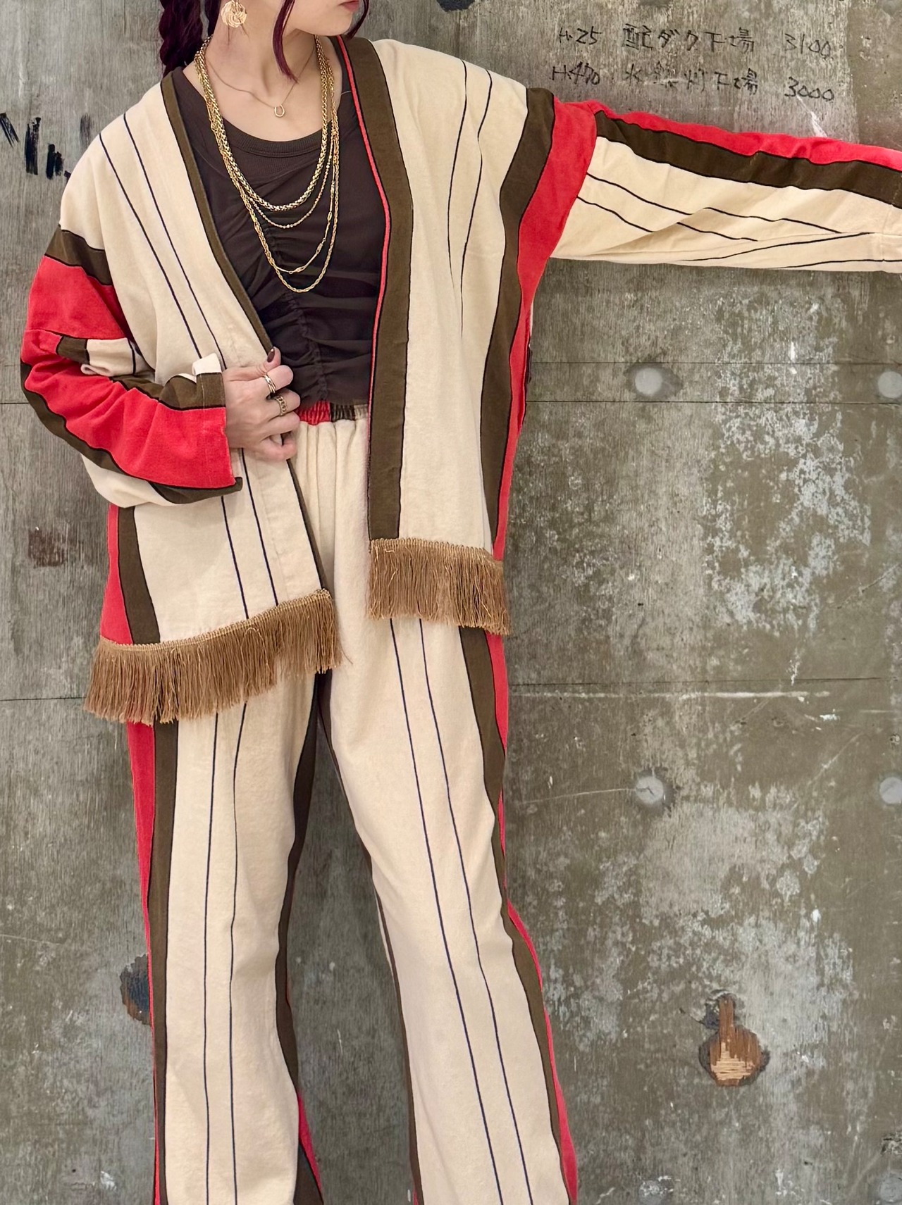 【STEVIE 】PILE STRIPE GOWN