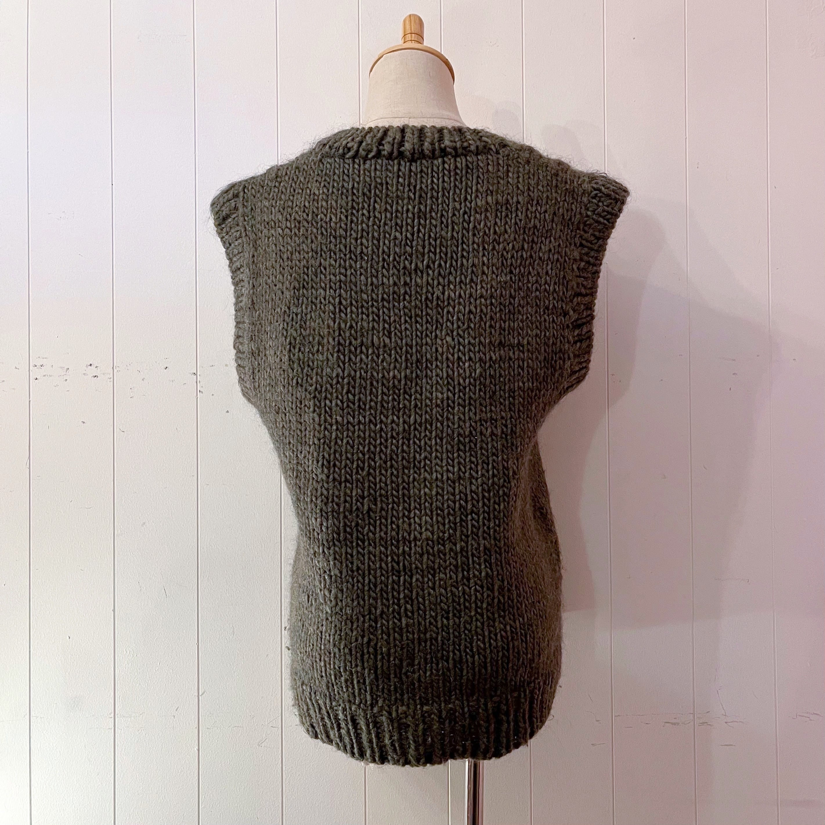 green argyle hand knit vest
