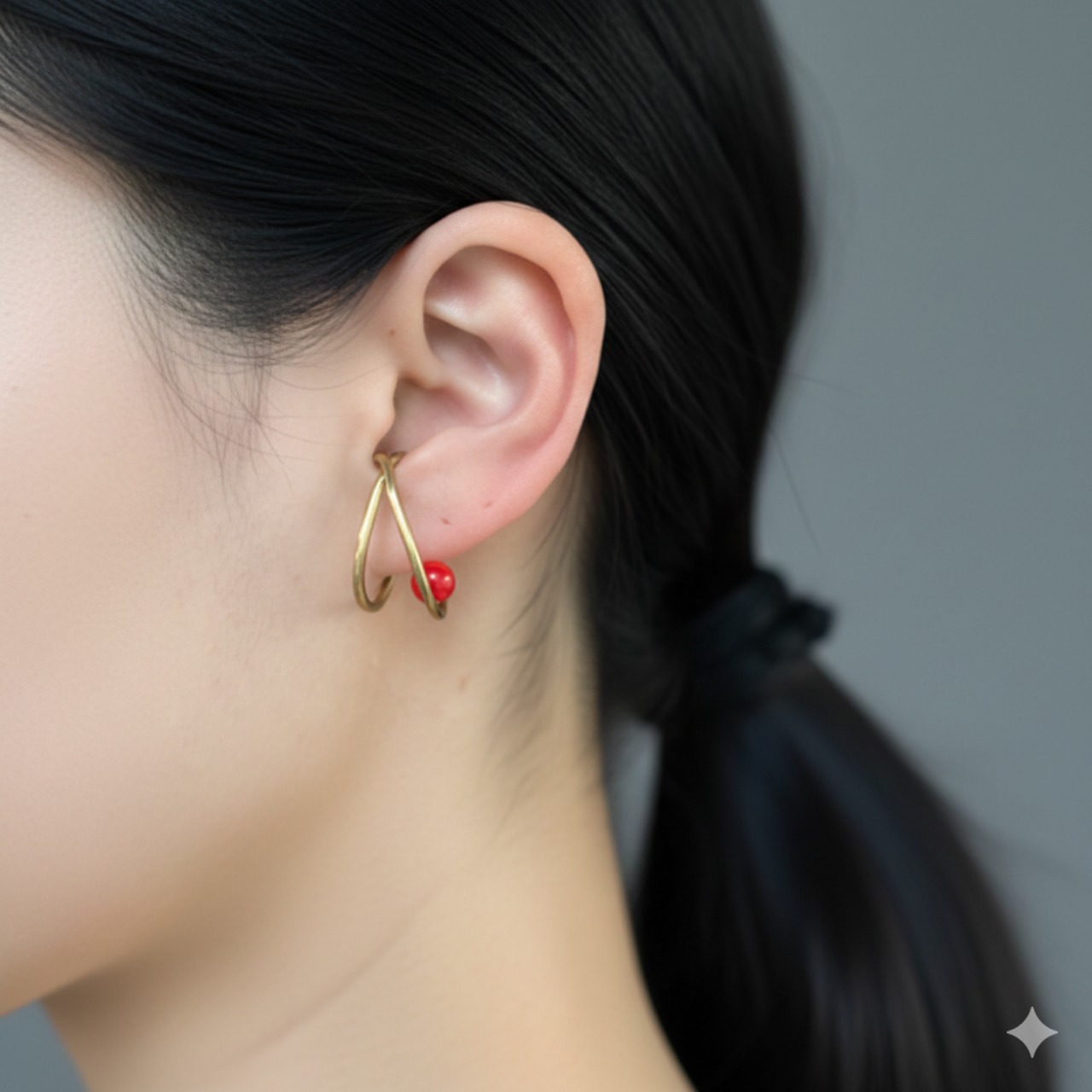 ☆再販人気商品　大ぶりイヤーカフ　①サンゴ②オパール、③マラカイト/真鍮