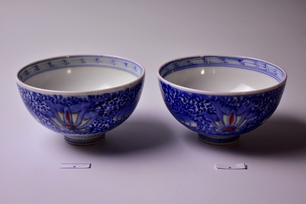伊万里 色絵 みじん唐草文 微塵唐草 茶碗 飯茶碗 ごはん茶碗 汁碗 明治