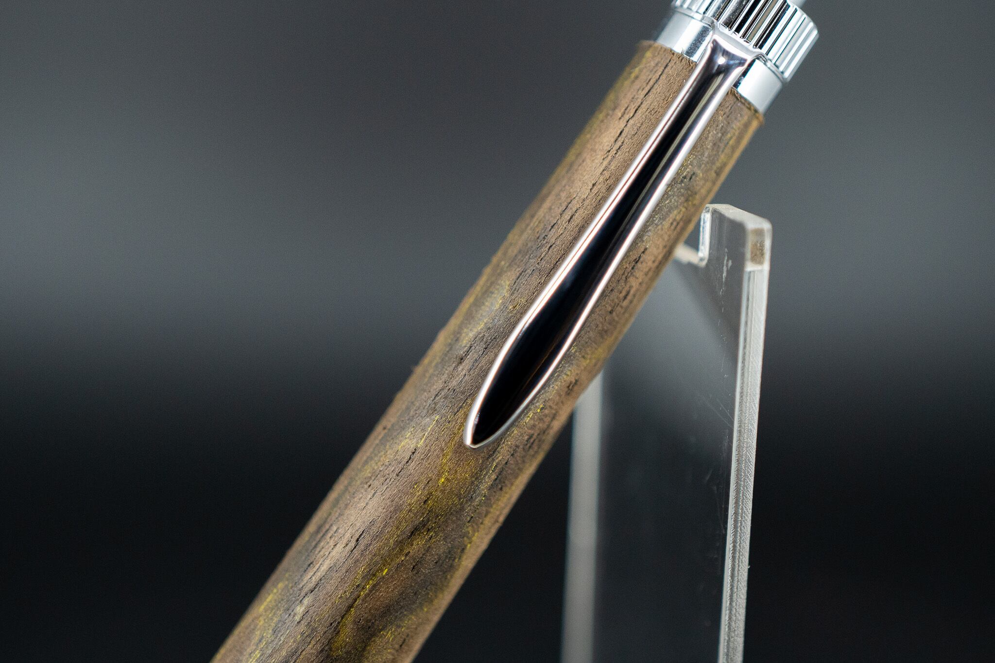 【魅惑の黒い紋様】黒柿 孔雀杢 silver BP