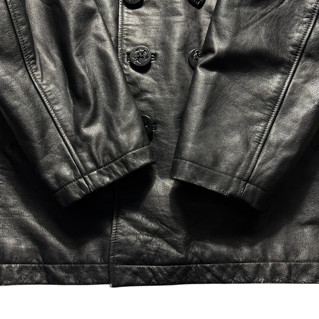 vintage 1990’s “OLD GAP” black leather P-coat