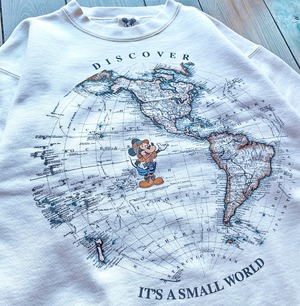 90s THE WALT DISNEY COMPANY MICKEY〝IT'S A SMALL WORLD〟Print Sweat Shirt