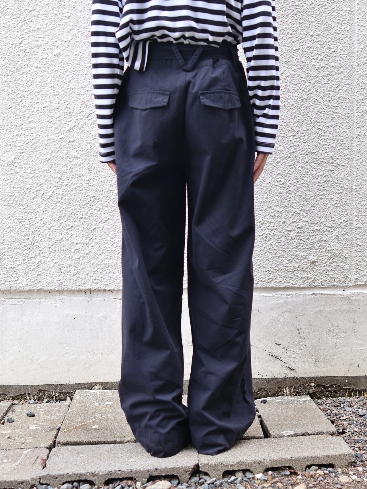 belted wide slacks
