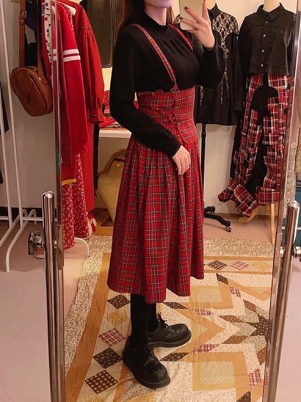 red check ribbon one-piece