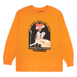 【PLEASURES/プレジャーズ】LOVEBIRDS LONG SLEEVE 長袖Tシャツ / ORANGE