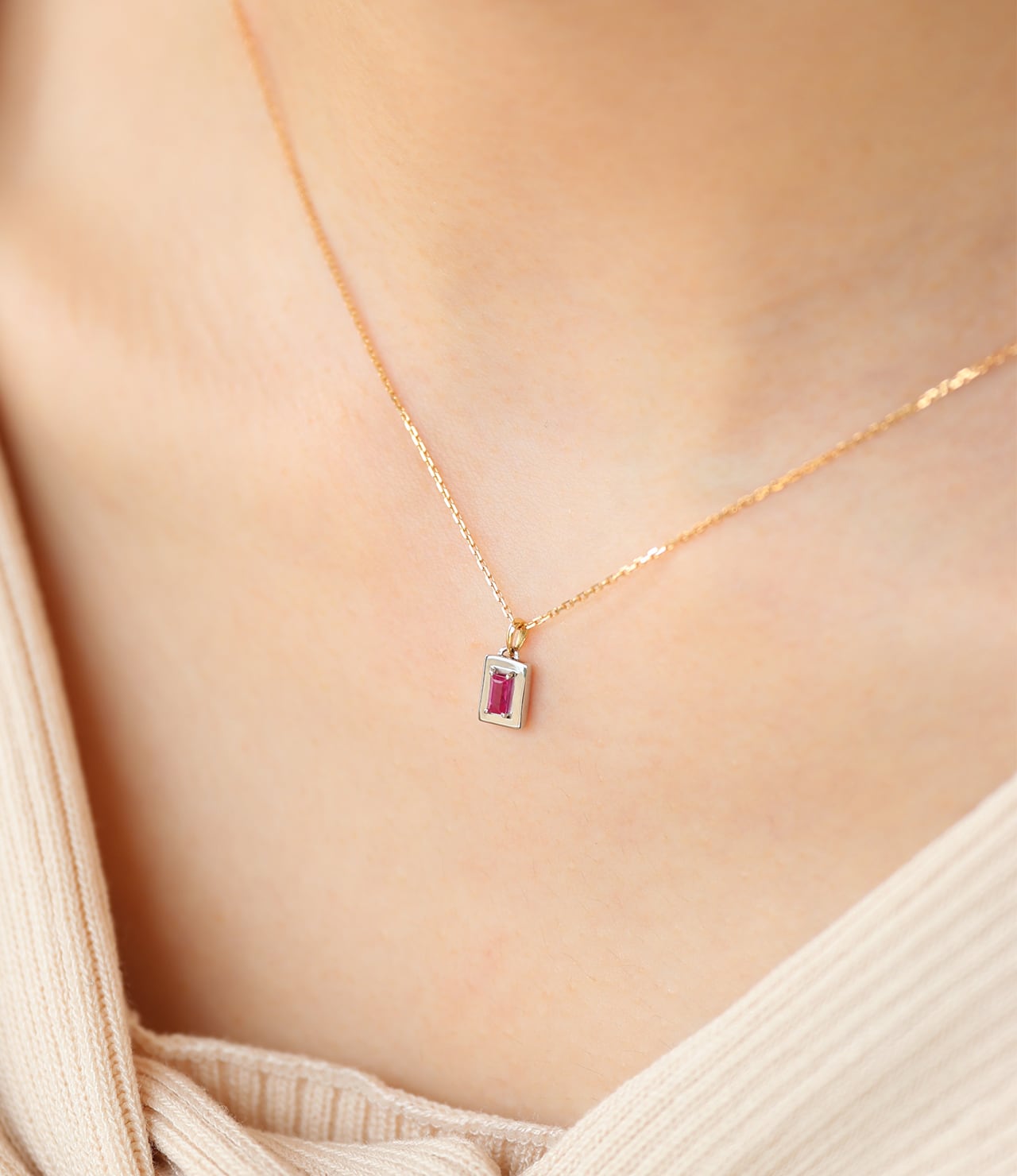 受注販売】Bucket cut Ruby Necklace K18YG＆PT950 / AL-018 | ALLIS