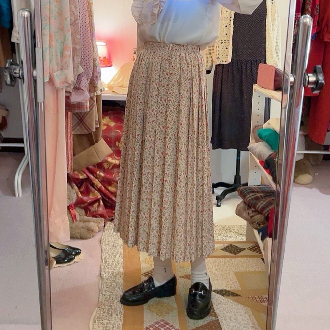 mini rose pleats skirt
