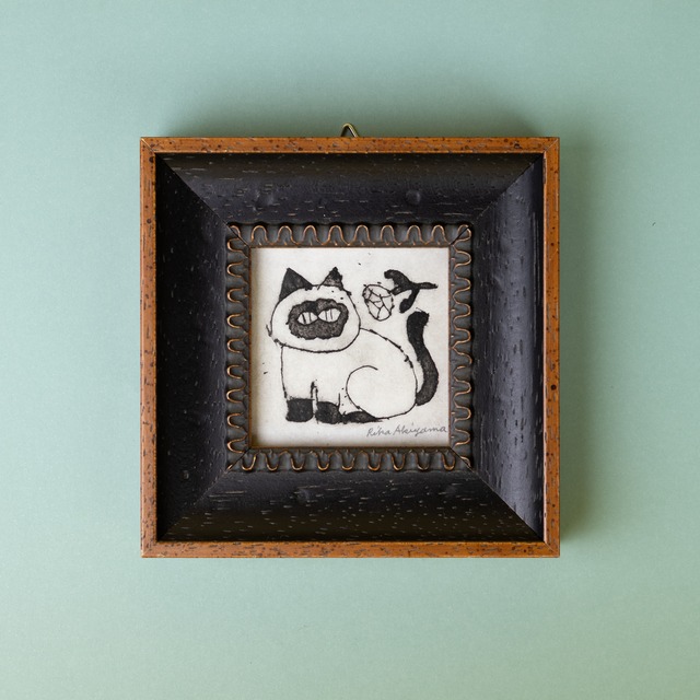 < あきやまりか > 版画作品 - まんまるねこ