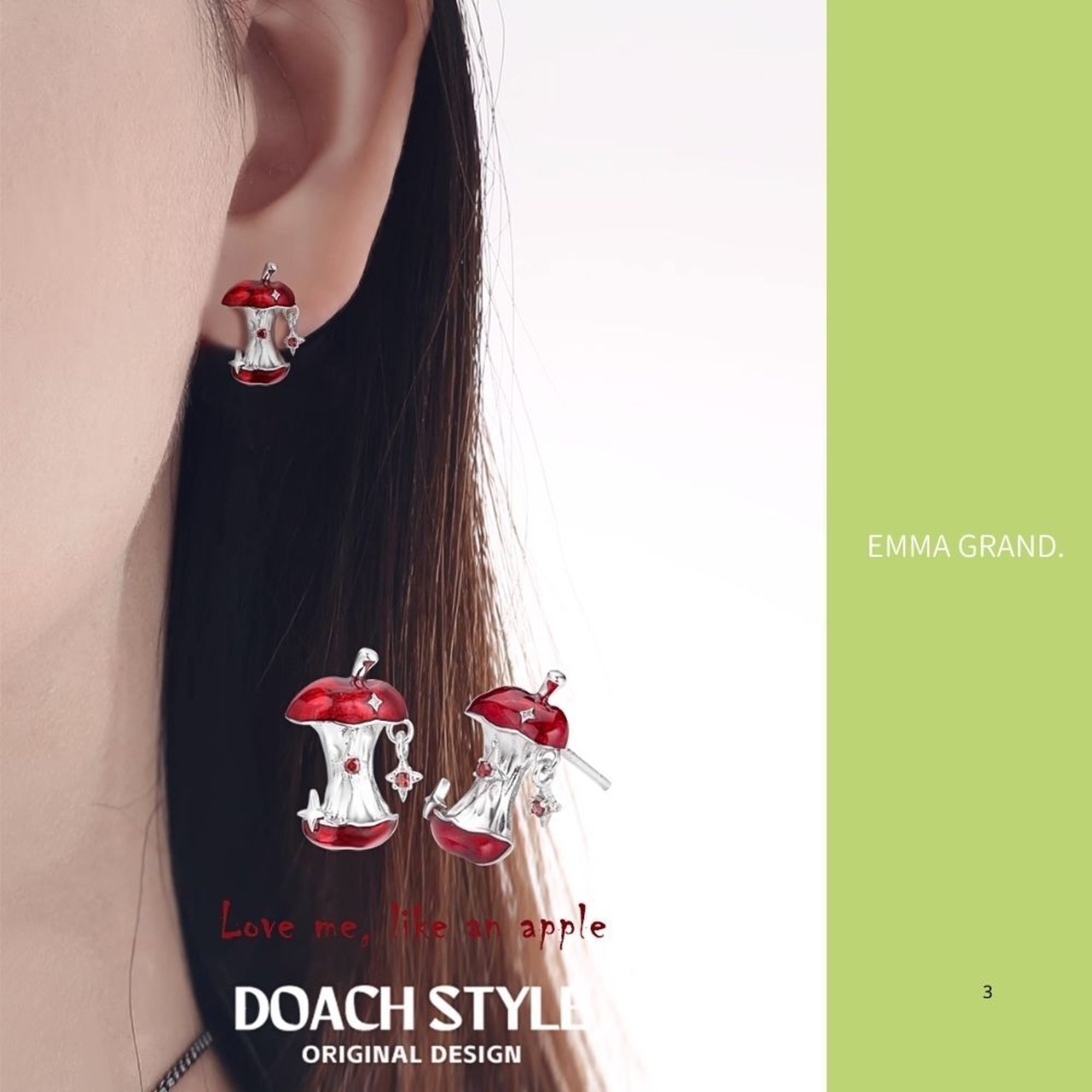 小さな星を連れたアップルコアピアス　E00576