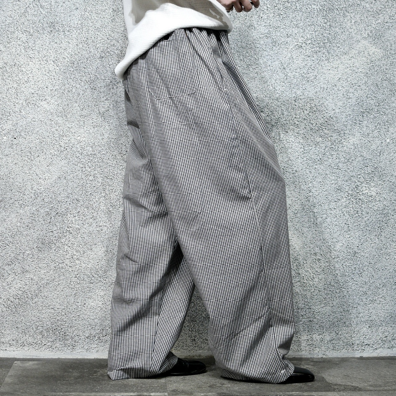 Gingham check 3XL super wide chef pants