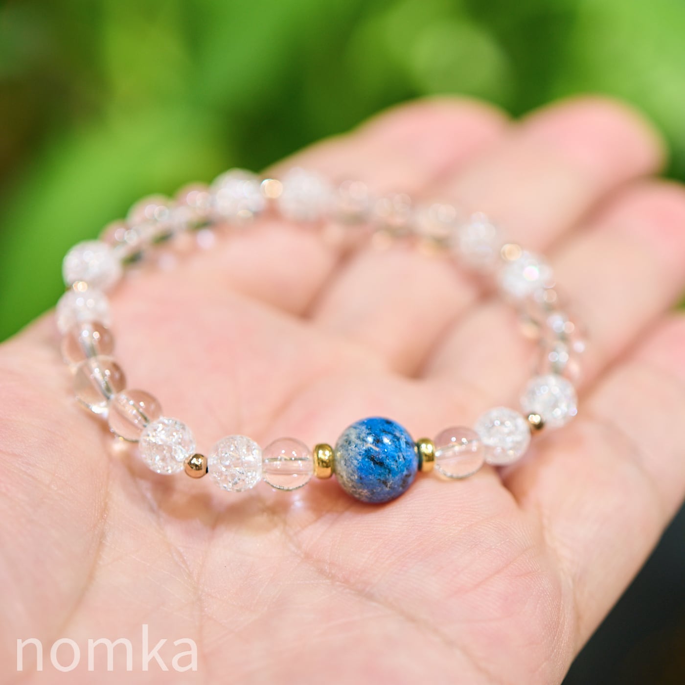 天空の窓】水晶(クリスタル)×K2ブルー デザインブレスレット nss26