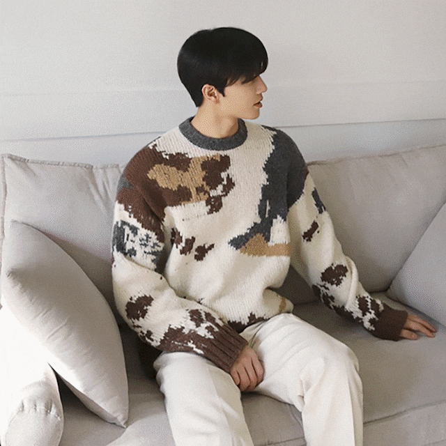 カモフラ柄 セーター ニットトップス セーター プルオーバー 迷彩 メンズ 韓国ファッション