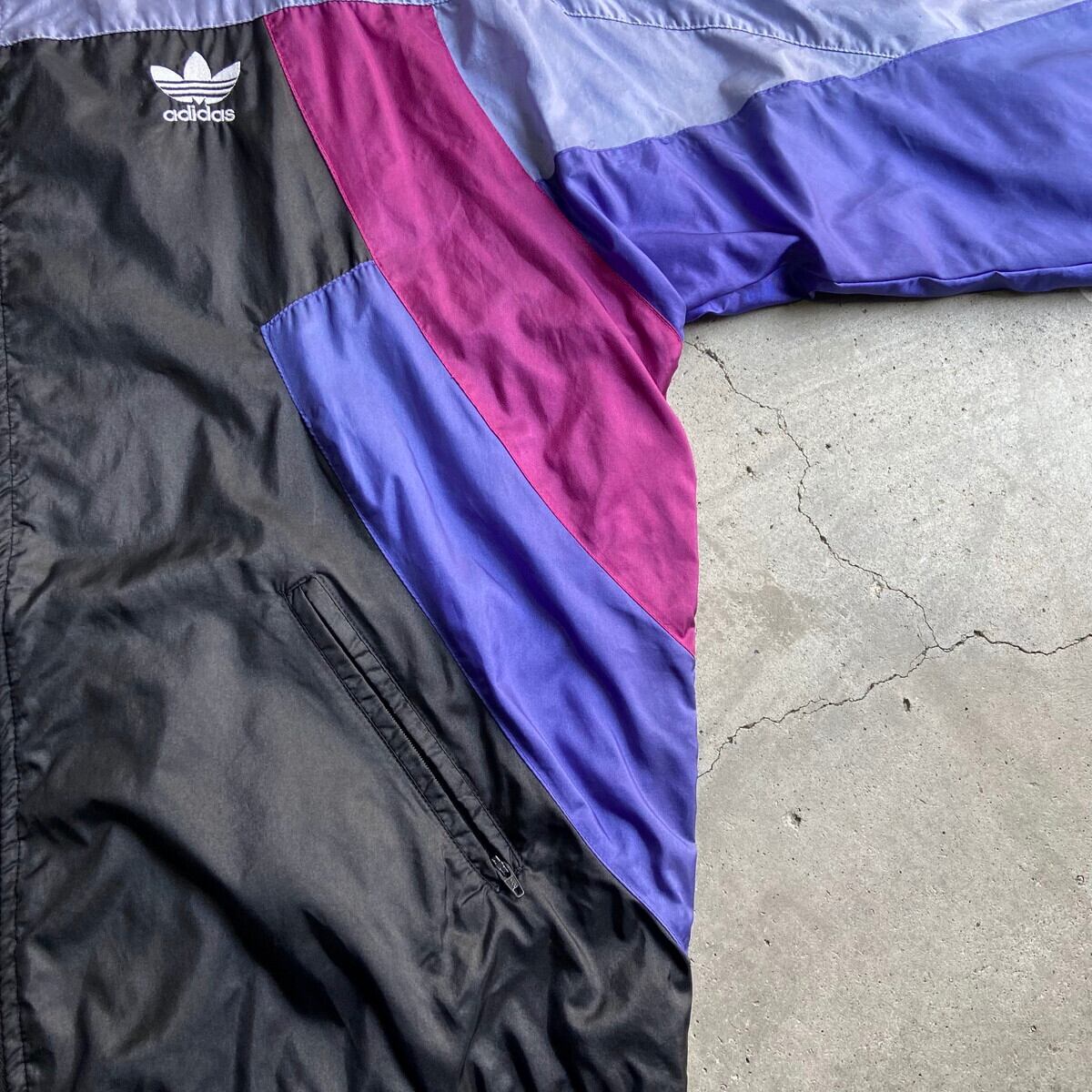 80〜90年代 adidas ロゴ刺繍 アディダス 切替 ナイロンジャケット