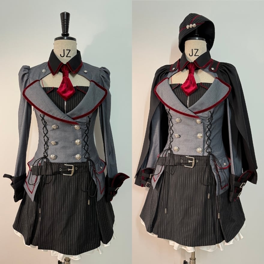 ミリタリーロリィタ ダブルボタン軍服風ロリータフェイクツーピース