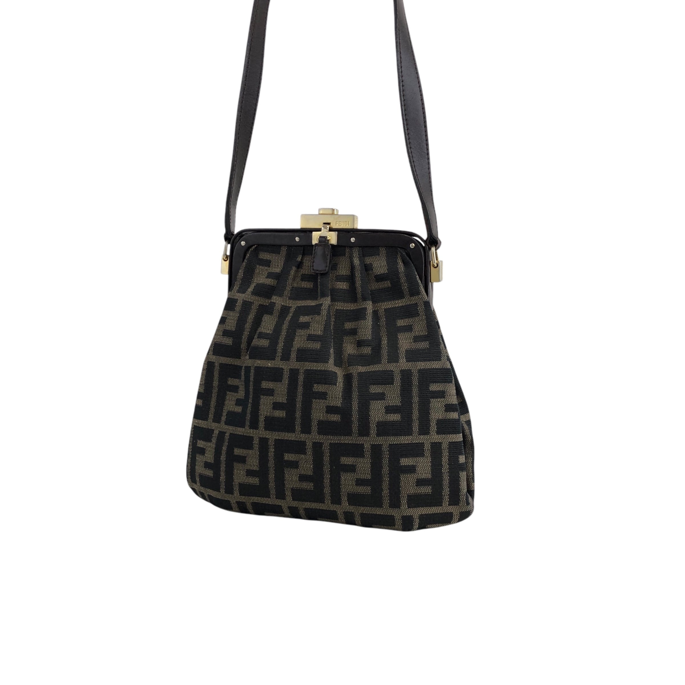 FENDI フェンディ ズッカ ショルダーバッグ ブラウン FF キャンバス