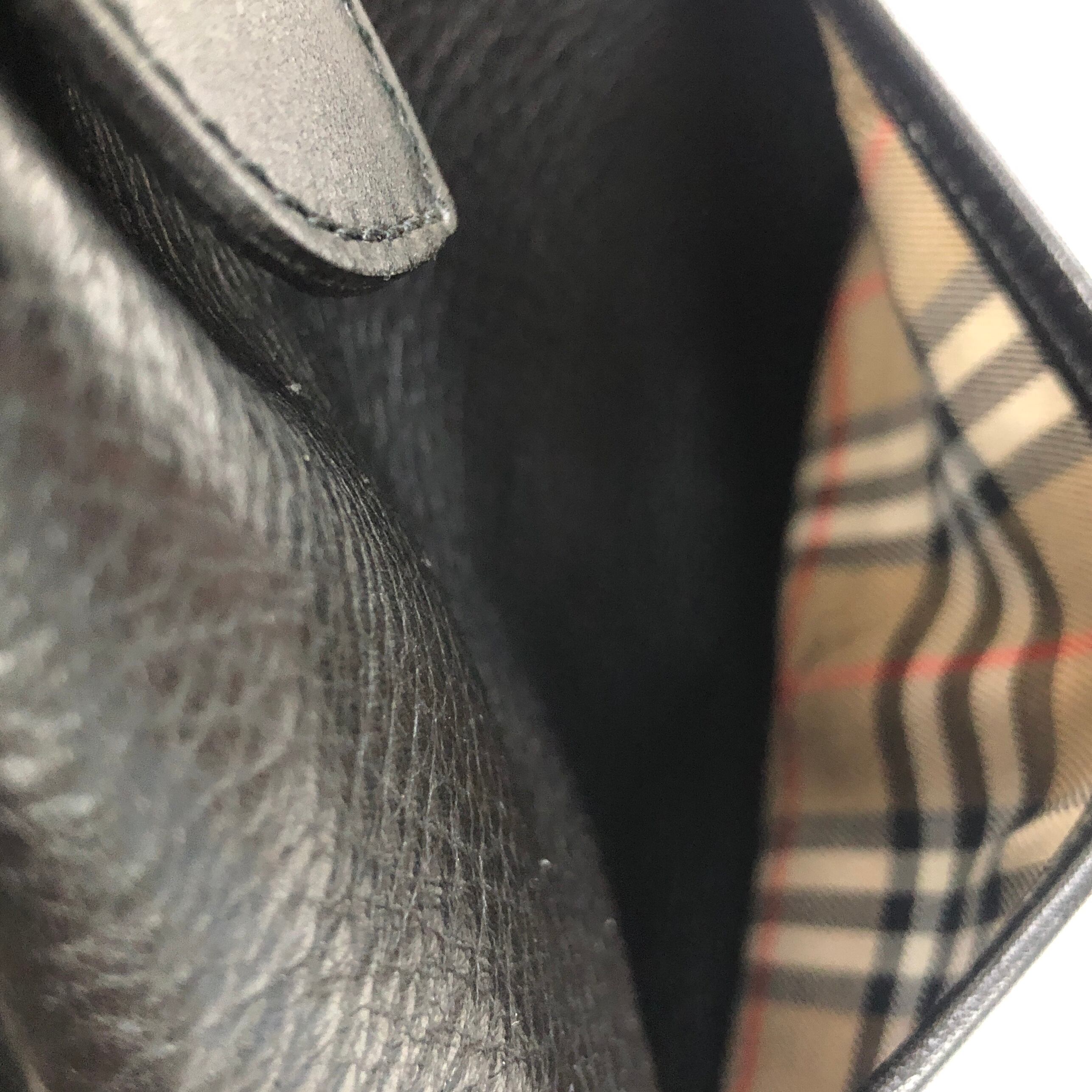 BURBERRY バーバリー ロゴ レザー ミニボストン ハンドバッグ ブラック