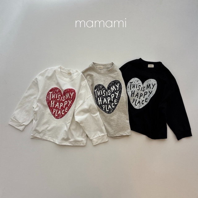 【取寄】mamami|happy heart tee|ハッピーハートTシャツ|XS-JL|kids&jr|26 autumn