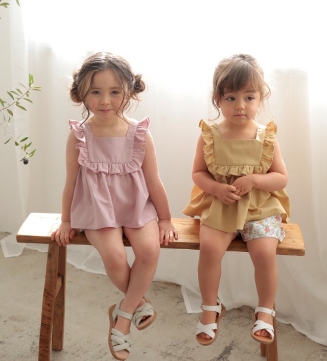 スクエアフリルブラウス<Pink>