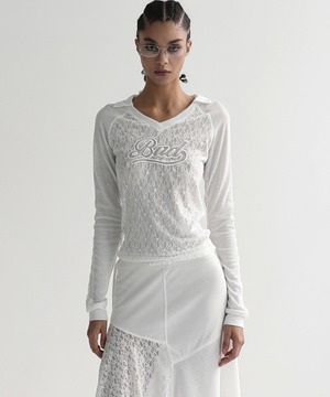 [BADBLOOD] Selena Lace Polo Top - White