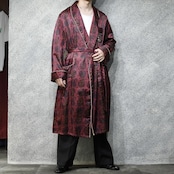 ~70's paisley pattern satin gown