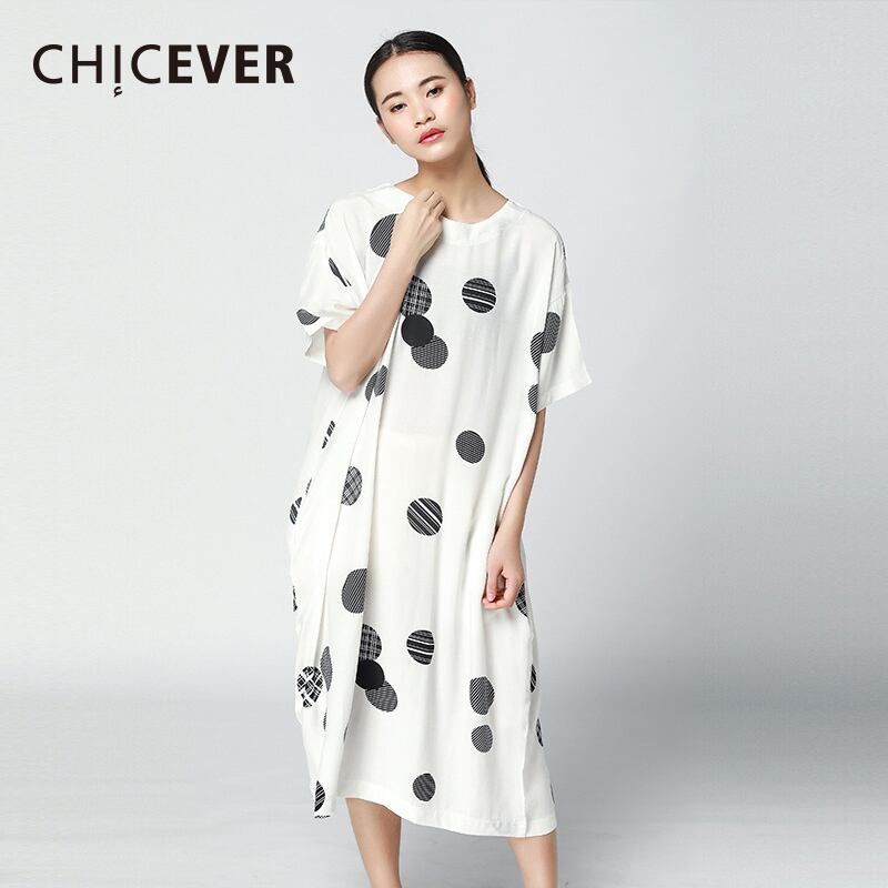 CHICEVER水玉サマードレスOネック半袖ルーズビッグサイズウィメンズトップ2020 ショート ハーフスリーブ 夏物 6base588374701940