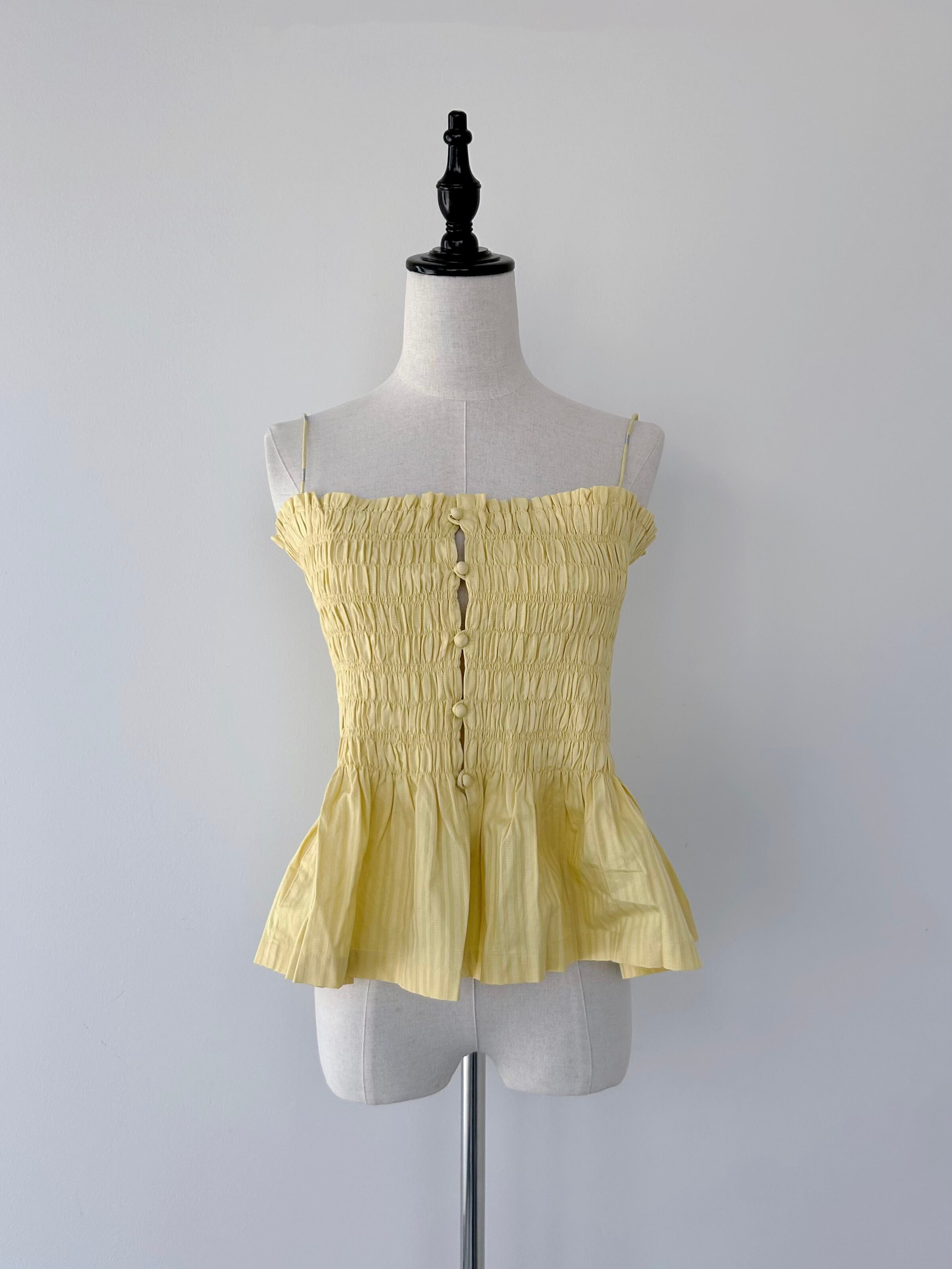 Sara Mallika Cotton Stripe Jaquard Shirring Top | KOKO