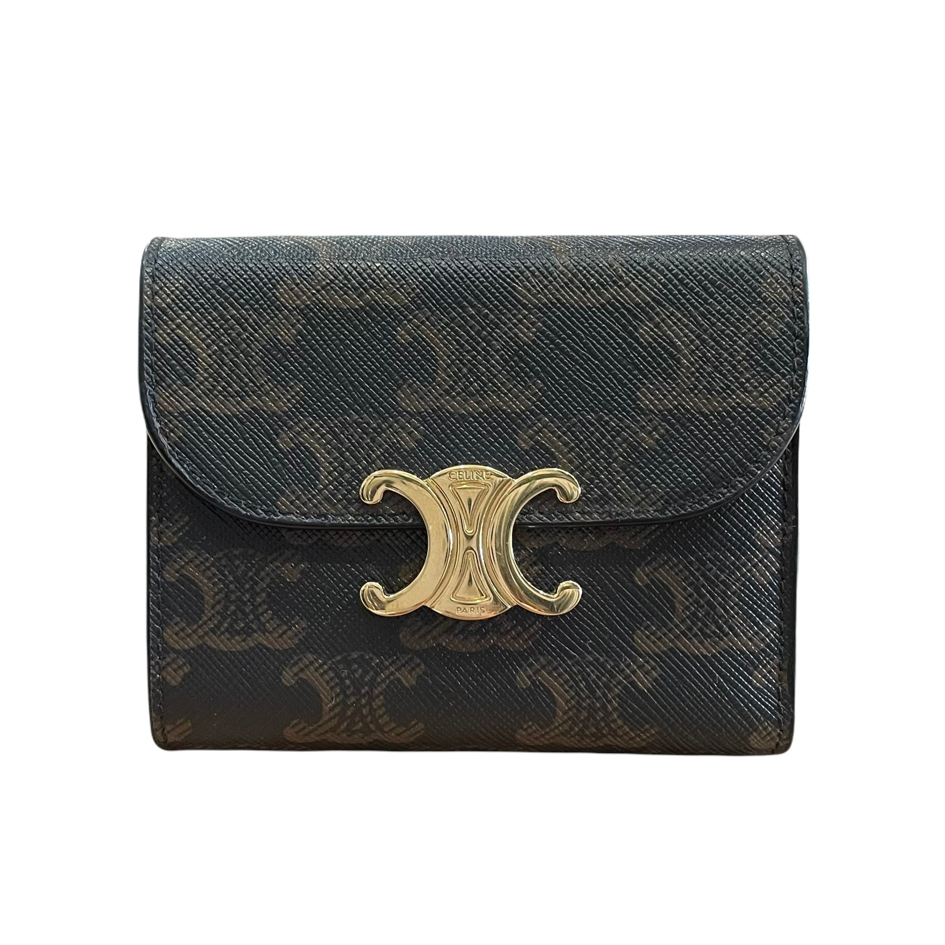 CELINE セリーヌ 財布 スモール トリオンフウォレット / トリオンフキャンバス タン