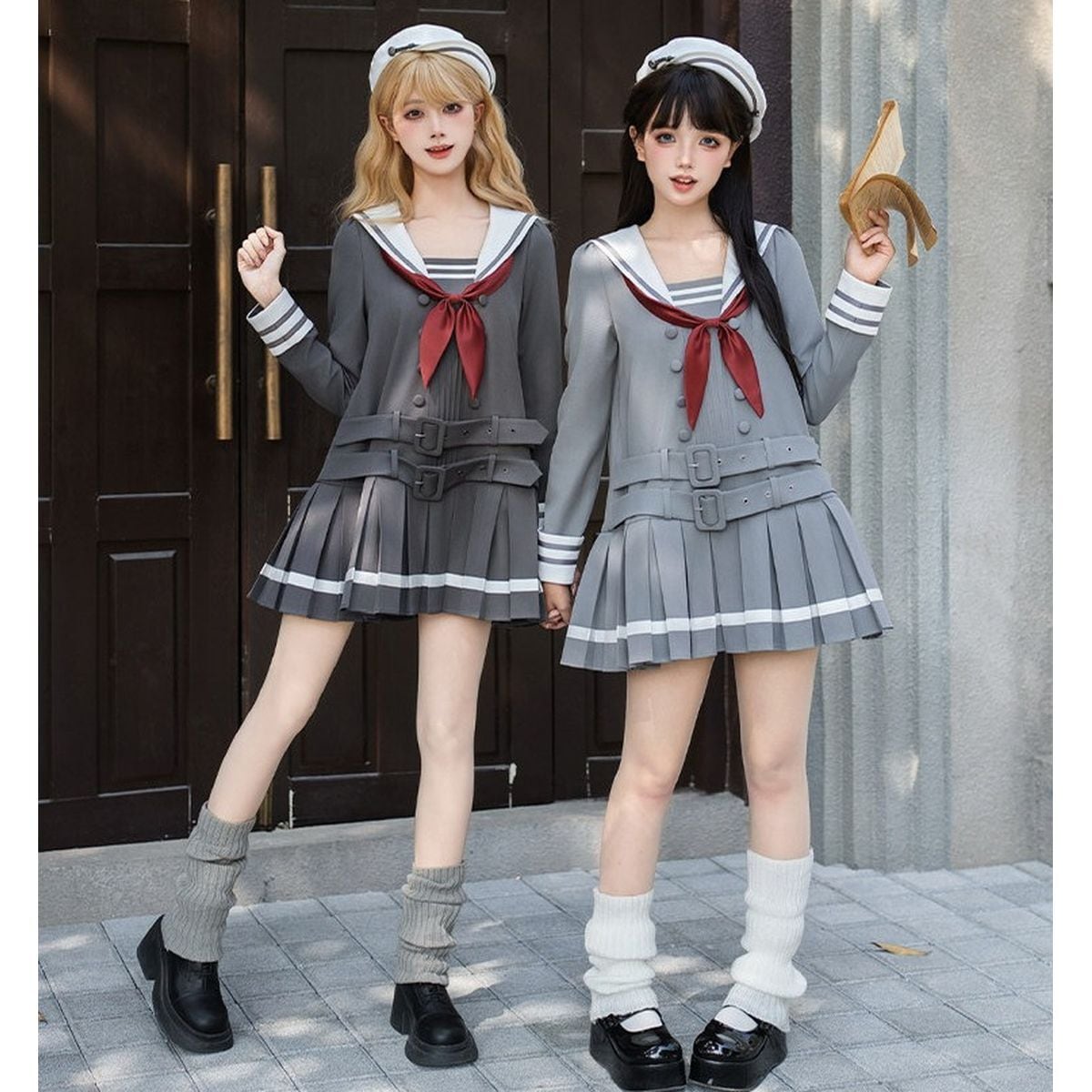ダブルベルトグレーセーラー服セットアップ | Maiden's Rêve