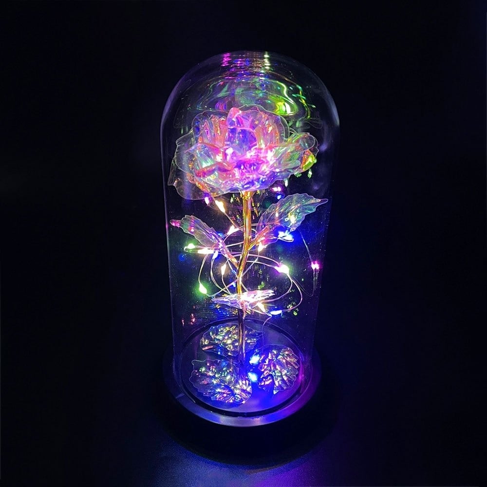 照明 薔薇 ガラスドーム LED 3D オブジェ インテリア レインボー