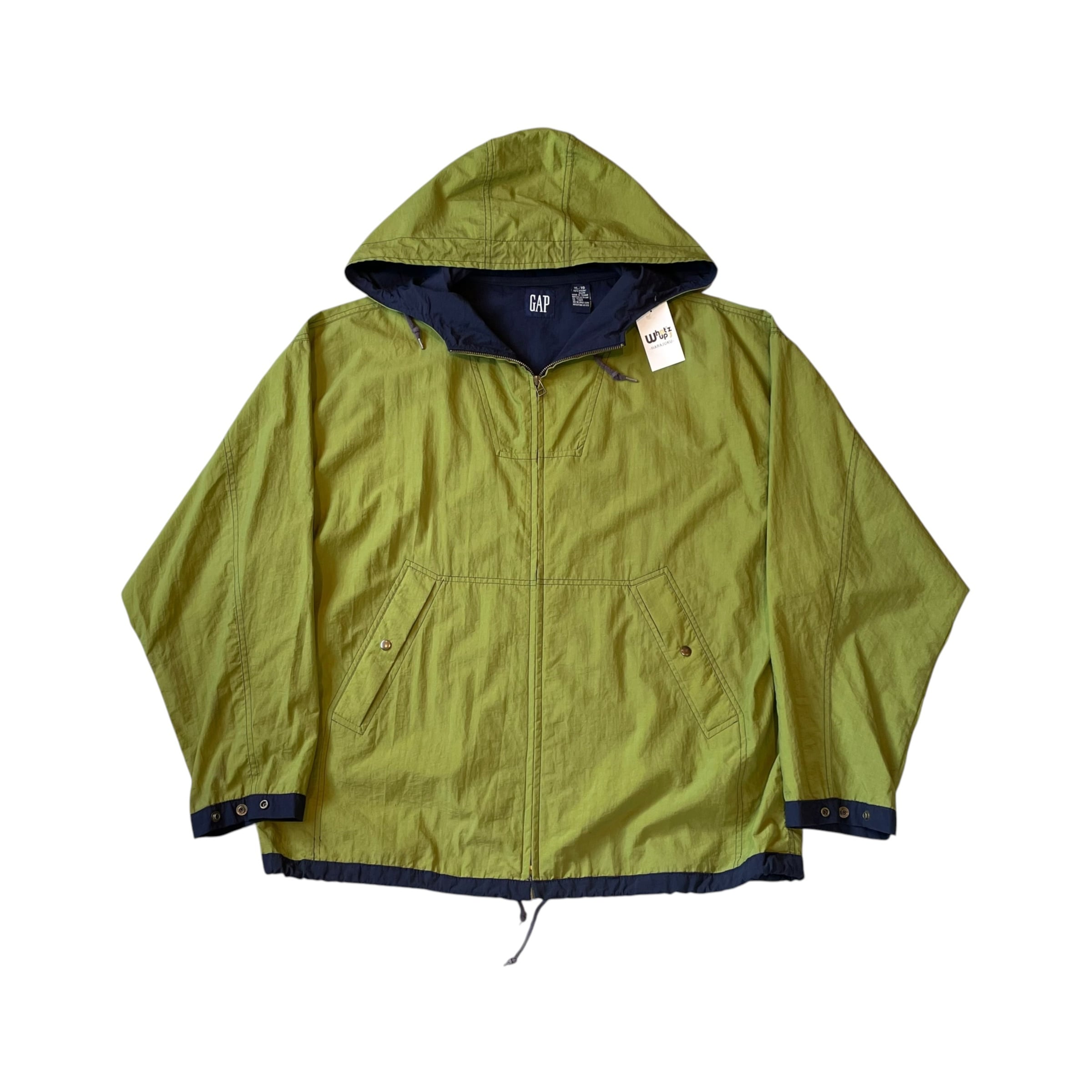 1990s GAP "鶯グリーン" Zip Up Nylon Fooded Jacket