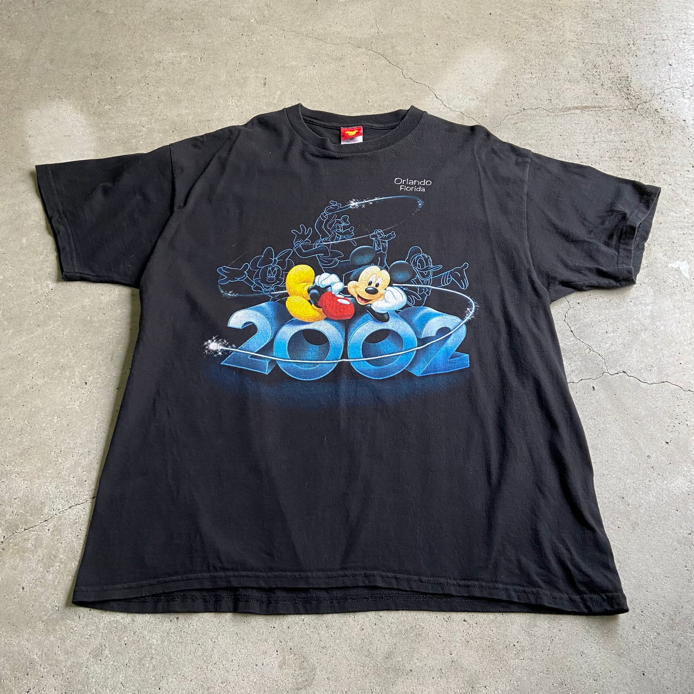 00s 90s vintage Disney Mickey プリントTシャツ 黒 - Tシャツ