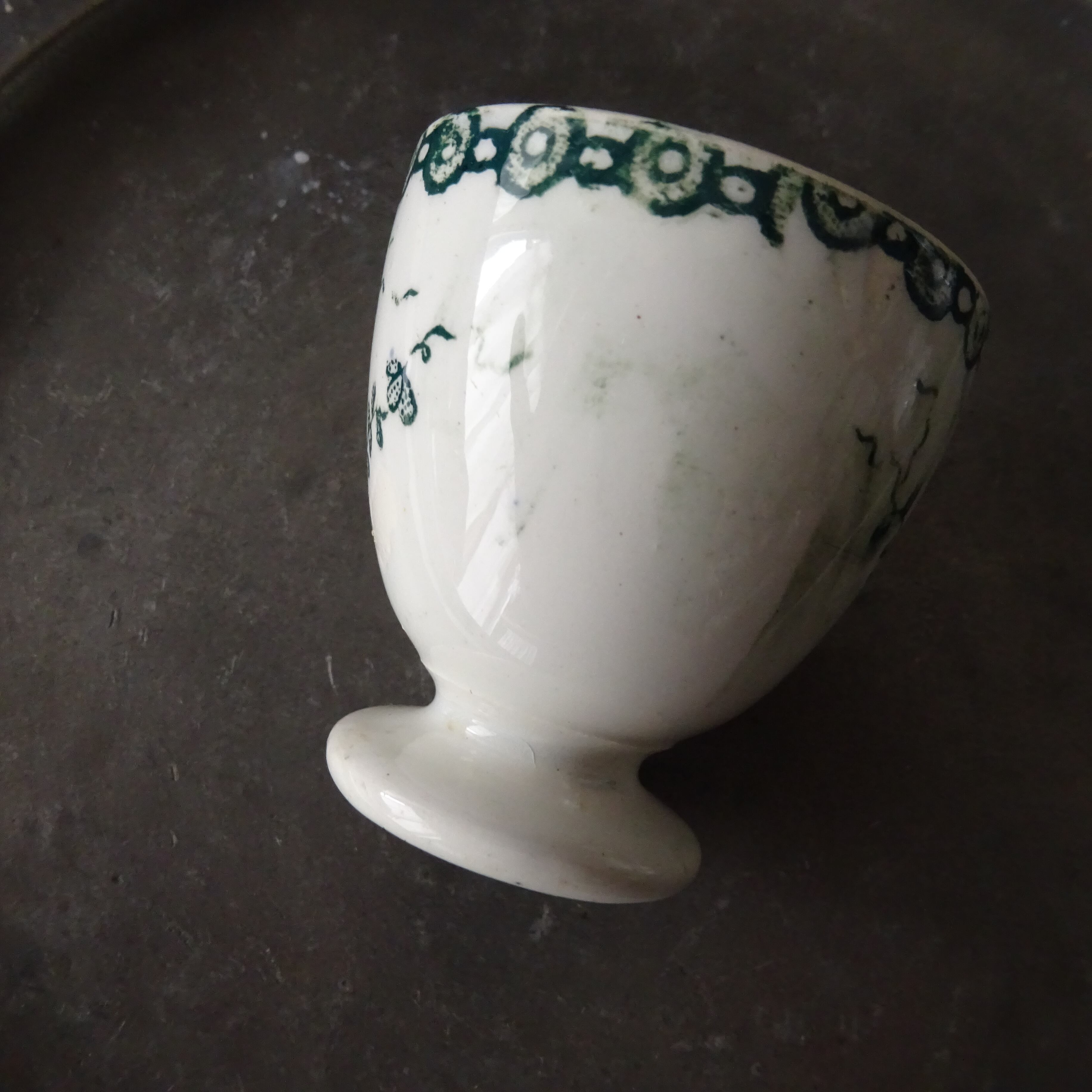 【 Nouveauté 】☆ Coquetier ancien décor《Fleurs et Rocaille》peint à la main 2個セット